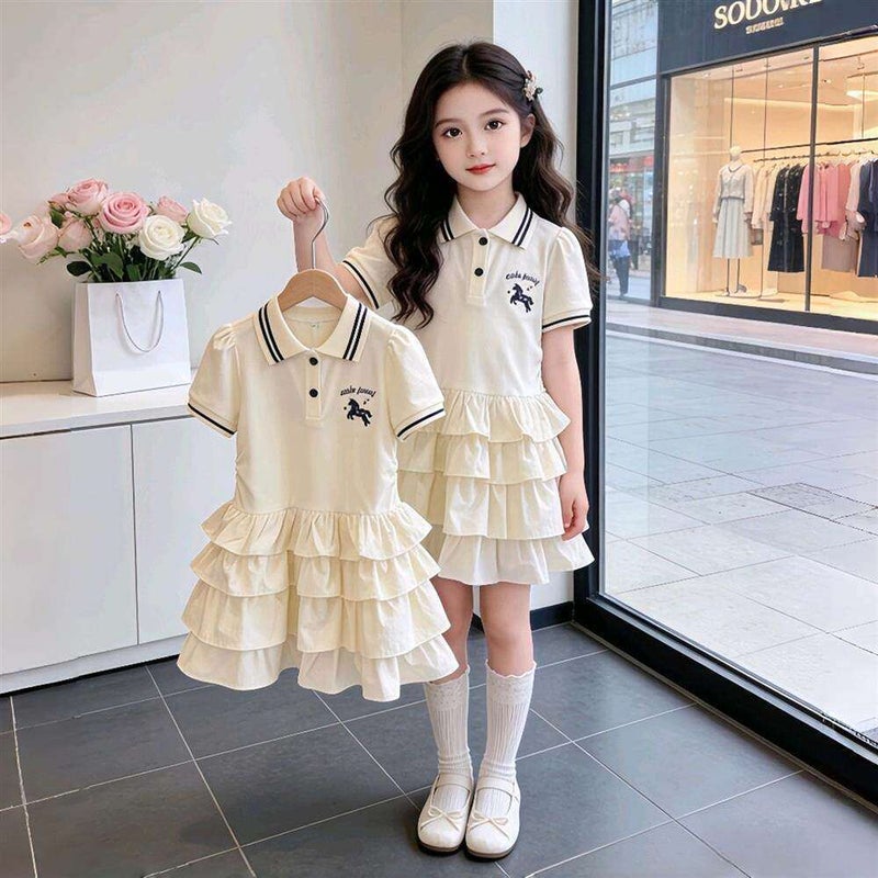 Girls Summer Polo Collar Dress - Image 2
