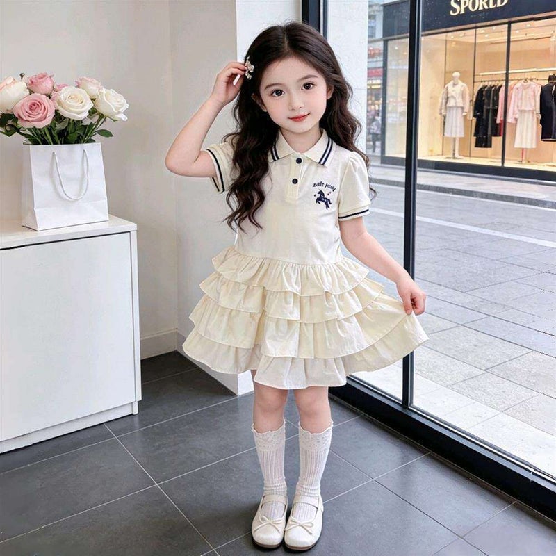 Girls Summer Polo Collar Dress - Image 3