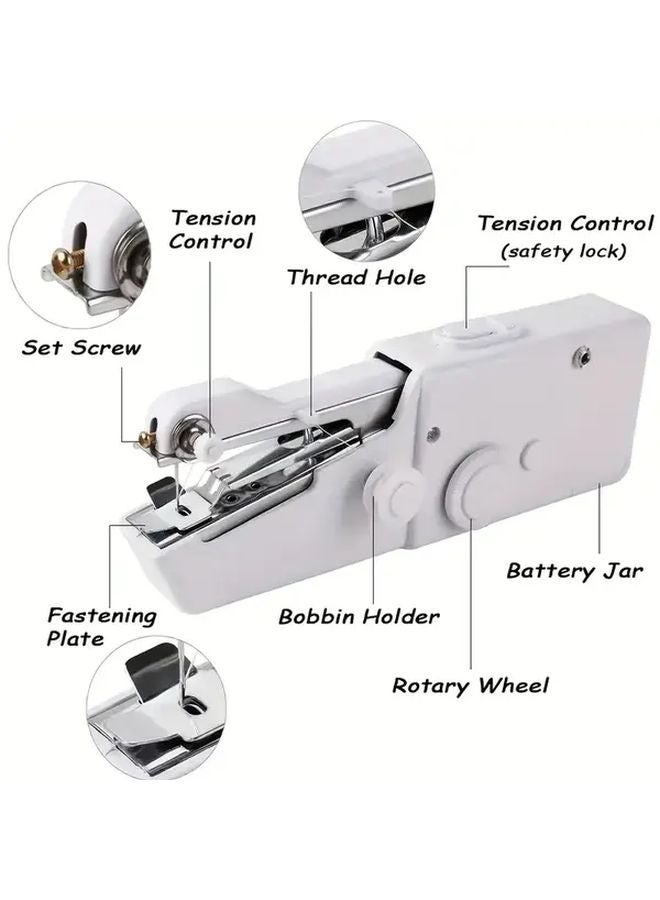Portable Handheld Sewing Machine White Quick Stitch Tool For Fabric Repair DIY - Image 3