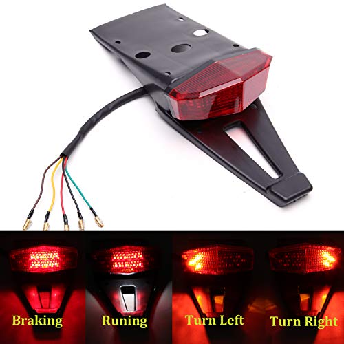 Rich Choices Rear Fender Mount Red LED Tail Light Brake Lamp Turn Signals License Plate Stop Light for Custom Off-Road Motorcycle Dirt Bike - Image 2