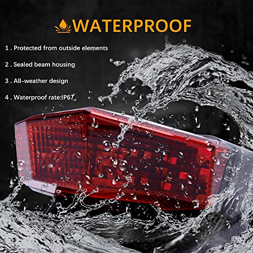 Rich Choices Rear Fender Mount Red LED Tail Light Brake Lamp Turn Signals License Plate Stop Light for Custom Off-Road Motorcycle Dirt Bike - Image 5