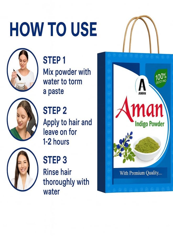 AMAN HERBALS Henna Powder for Natural Black Hair Color | Hair Coloring & Conditioning Powder | For Grey Coverage & Shine (Indigo 250gm, Indigo 250gm) - Image 4