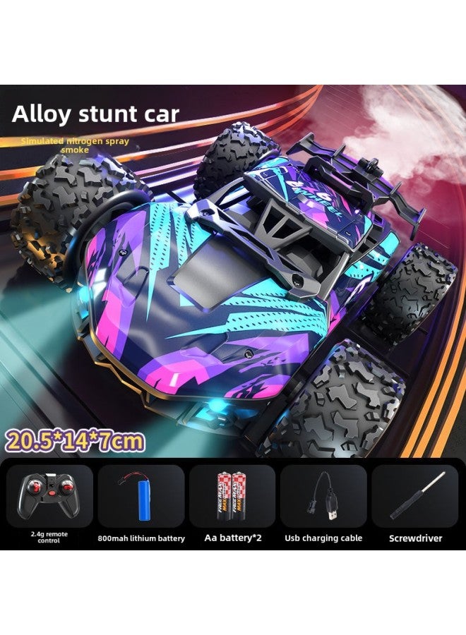 Children's Six-wheel Swing Arm High-speed Drift Off-road Vehicle Six-drive Special Deformation Spray Climbing Bucket Remote Control Car Toy-Color:[Purple Four Wheels] Spray Light Single Control-Proportion:Single Power-with Remote Control Battery Charging Line Screwdriver  - Image 1