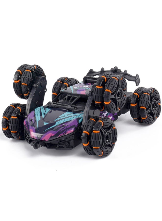 Children's Six-wheel Swing Arm High-speed Drift Off-road Vehicle Six-drive Special Deformation Spray Climbing Bucket Remote Control Car Toy-Color:[Purple Four Wheels] Spray Light Single Control-Proportion:Single Power-with Remote Control Battery Charging Line Screwdriver  - Image 5