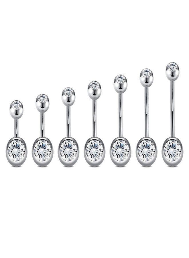 VCMART 14g Belly Button Ring Belly Button Piercing Belly Rings Surgical Steel Belly Button Rings 6mm 8mm 10mm 12mm 14mm 16mm 18mm Short Long Bar Belly Piercing Jewelry for Women Silver, Metal,