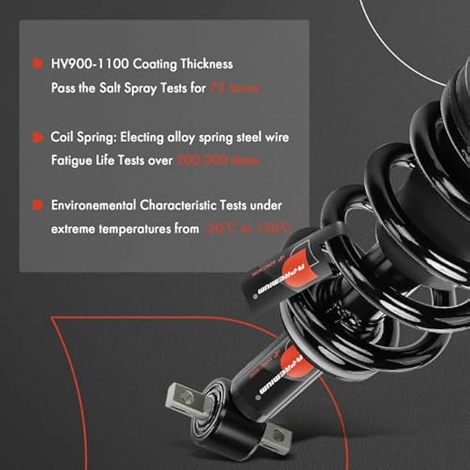 أ-بريميوم زوج أمامي كامل من دعامة ونابض لولبي متوافق مع شيفروليه سيلفرادو 1500 موديلات 2014 و2018، سيلفرادو 1500 Ld موديل 2019، سوبربان جي إم سي سييرا 1500 سييرا 1500 ليمتد يوكون إكس إل - Image 5