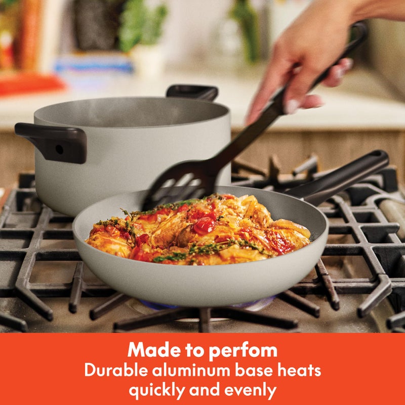 bella 21 Piece Kitchen Set with EverGoodâ„¢ Ceramic Nonstick Coatingâ€‹, Dishwasher & Oven Safe, All Stovetops Compatible, Tempered Glass Lids & Cool Touch Handles, Oatmilk - Image 4