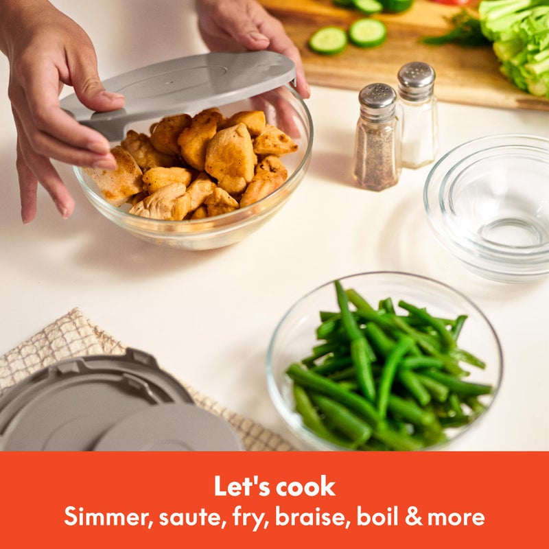 bella 21 Piece Kitchen Set with EverGoodâ„¢ Ceramic Nonstick Coatingâ€‹, Dishwasher & Oven Safe, All Stovetops Compatible, Tempered Glass Lids & Cool Touch Handles, Oatmilk - Image 3
