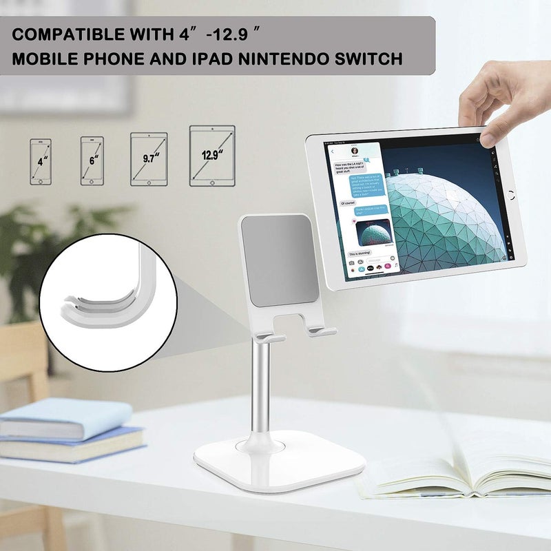 Doboli Cell Phone Stand, Phone Stand for Desk, Phone Holder Stand Compatible with iPhone and All Mobile Phones Tablet, Gifts for Adults Women Men Mom Wife, White - Image 2