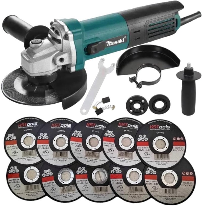 Electric Grinding Grinder, 880W Angle Grinder 115Mm With 10Pcs 1Ml Cutting Discs And Extra Chucks - Image 1