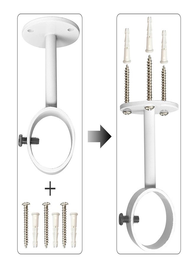 IHRDNNR Curtain Rod Brackets Heavy Duty Ceiling-Mount Rod Holders Fit Rods up to 1 or 1.25 Inch Rods, Set of 3 (White) - Image 4