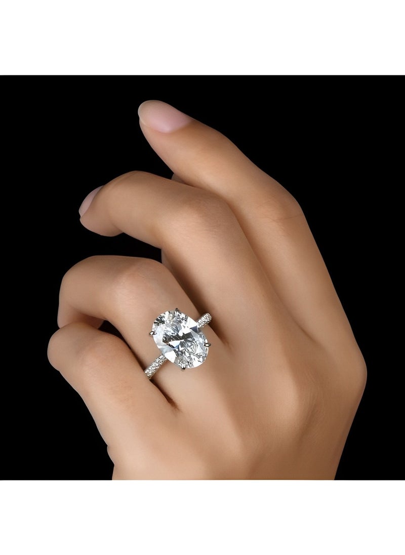 REOCLE Women's Zircon Ring Classic Promise Ring Silver Engagement Ring Oval Cut Solitaire Cubic Zirconia Wedding Promise Rings for Wedding & Marriage Anniversary  - Image 5