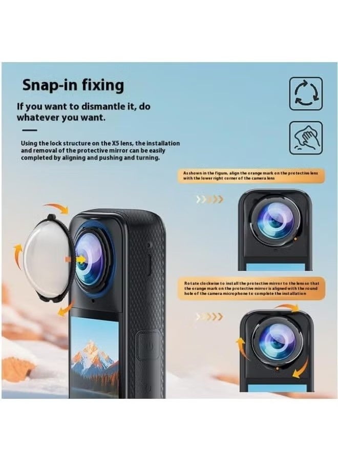 Lens Guards for Insta 360 X5, Dual Lens Protector Cover, Waterproof Dustproof, Action Camera Accessories (PC) - Image 2