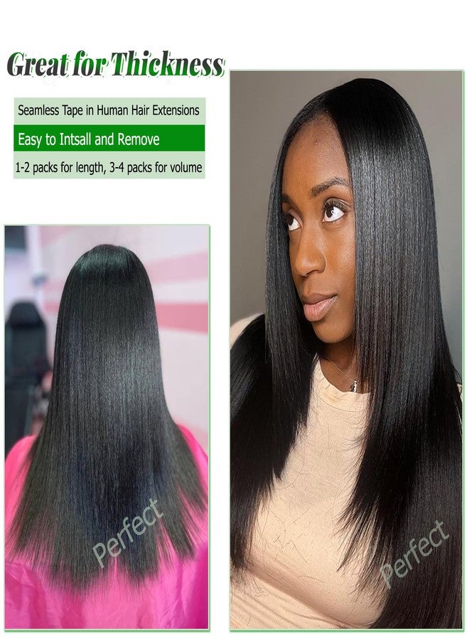 Licoville Tape in Hair Extensions Human Hair Yaki Straight Real Human Hair Tape ins for Black Women 12 Inch Yaki Tape in Remy Hair Extensions Natural Color 50grams 20pcs - Image 5