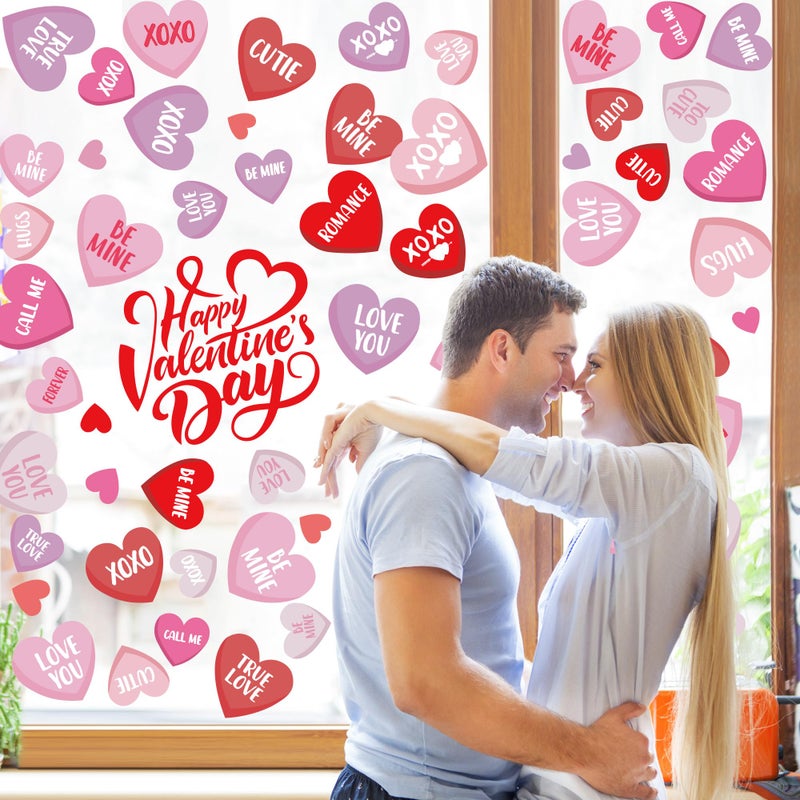 FUULOXE 6 Sheets Valentine's Day Window Clings, Romantic Love Heart Stickers for Home, Office, School Party Glass Decoration - Image 4