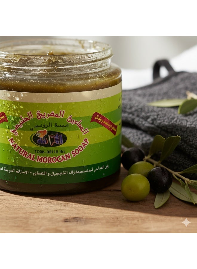 زين للعريس صابون زين أولاريس المغربي الطبيعي 500 جرام – صابون بزيت الزيتون مع قفازات تقشير مرفقة - Image 4