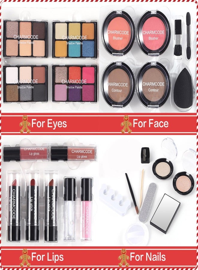 CHARMCODE Makeup Kit for Women Full Kit - Eyeshadow Palette, Lipsticks, Lipgloss, Blushes, Contour, Highlighters, Makeup Pencil, False Eyelashes, Re-usable Train Case Gift Set for Teen Girls Starters Pros - Image 3