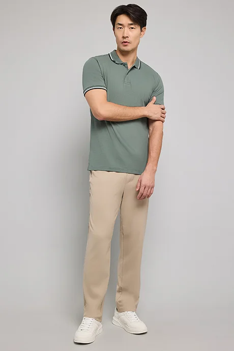 أر أند بي Tipping Detail Polo T-Shirt with Short Sleeves