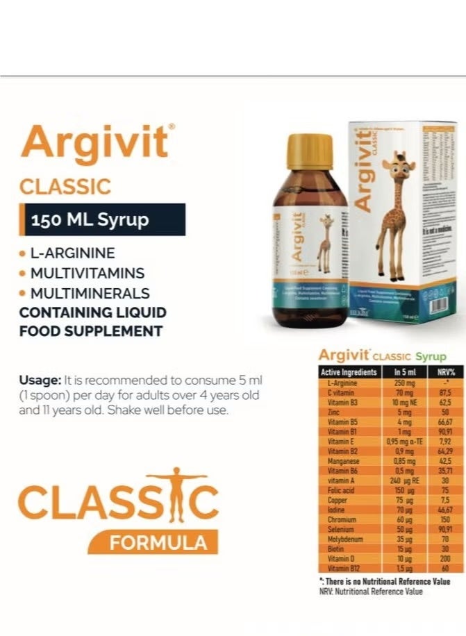 Argivit Classic Liquid Multivitamin and Multimineral Supplement with L-Arginine - Image 2