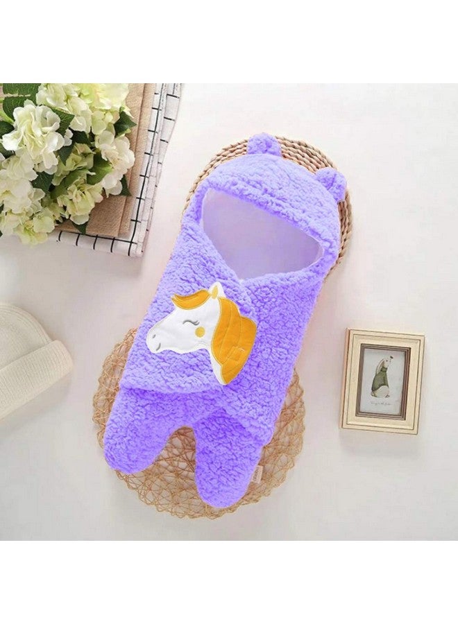 Brandonn Newborn Baby'S Hooded Blanket Cum Sleeping Bag Combo Of 2, White, Purple - Image 4