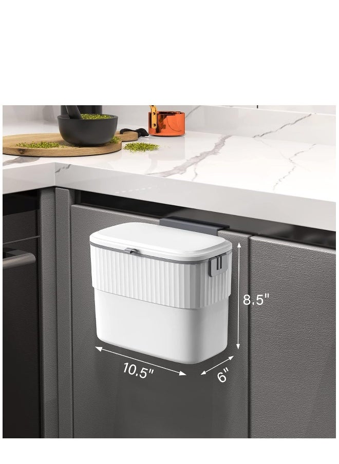 Generic Kitchen Trash Can - 1.8 Gallon Hanging Trash Can with Lid, 7 Liter Wall-Mounted Garbage Can for Kitchen Cabinet Door, Small Under Sink Trash Can for Cupboard, Bathroom  - Image 2