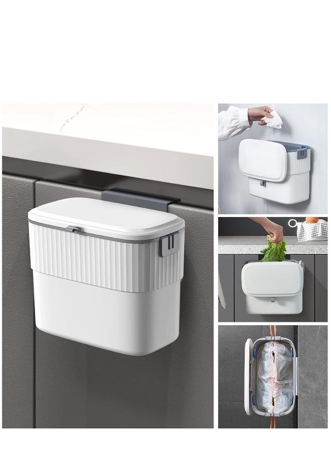 Generic Kitchen Trash Can - 1.8 Gallon Hanging Trash Can with Lid, 7 Liter Wall-Mounted Garbage Can for Kitchen Cabinet Door, Small Under Sink Trash Can for Cupboard, Bathroom  - Image 1