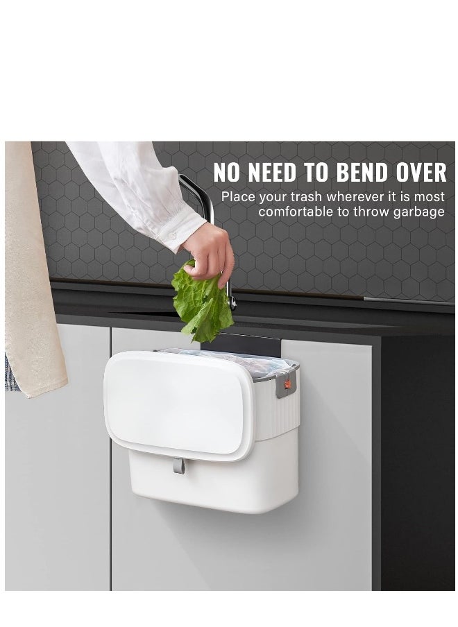 Generic Kitchen Trash Can - 1.8 Gallon Hanging Trash Can with Lid, 7 Liter Wall-Mounted Garbage Can for Kitchen Cabinet Door, Small Under Sink Trash Can for Cupboard, Bathroom  - Image 3