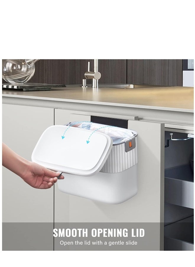Generic Kitchen Trash Can - 1.8 Gallon Hanging Trash Can with Lid, 7 Liter Wall-Mounted Garbage Can for Kitchen Cabinet Door, Small Under Sink Trash Can for Cupboard, Bathroom  - Image 5