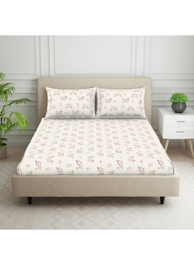 Welspun 120 TC Polycotton Bedsheet for Double Bed with 2 Pillow Cover | Skin Safe & Super Soft King Size Bed Sheet | (108 X 108 Inch) - Floral Grey | Harmony - Image 1