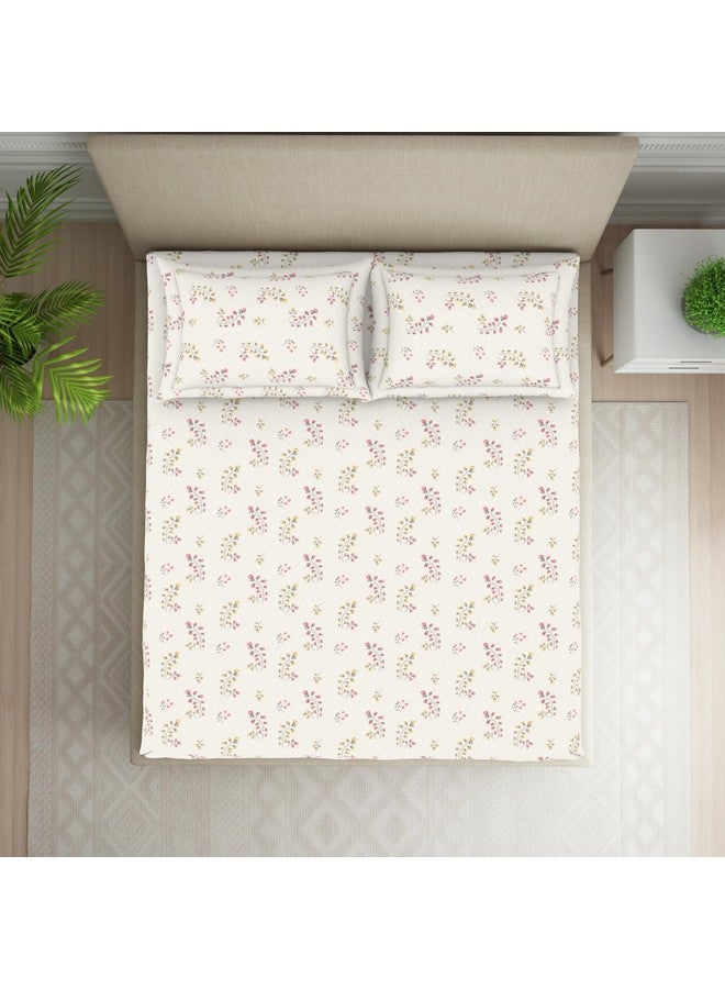 Welspun 120 TC Polycotton Bedsheet for Double Bed with 2 Pillow Cover | Skin Safe & Super Soft King Size Bed Sheet | (108 X 108 Inch) - Floral Grey | Harmony - Image 3