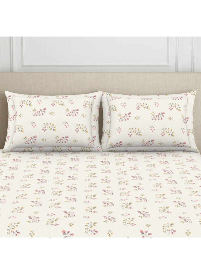 Welspun 120 TC Polycotton Bedsheet for Double Bed with 2 Pillow Cover | Skin Safe & Super Soft King Size Bed Sheet | (108 X 108 Inch) - Floral Grey | Harmony - Image 4