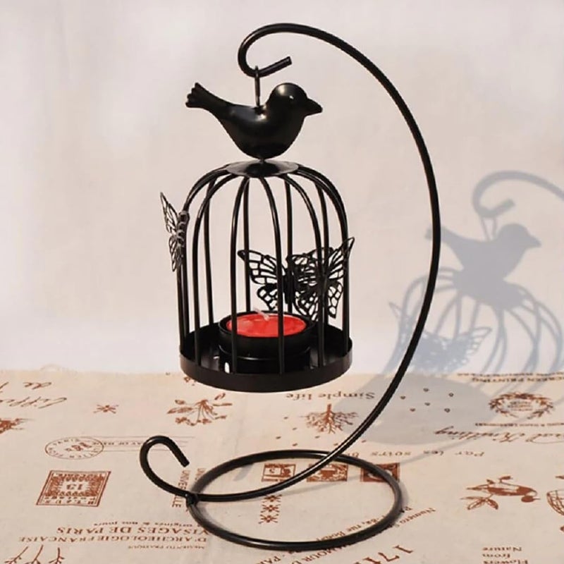 Nityasiddh Metal Table Decor Bird Cage Tealight Candle Holder Hanging Lantern Wedding Home Table Centerpiece Bird Cage Candlestick Lantern Metal Hollow Out Candle Holder Vintage Hanging Tealight - Image 5
