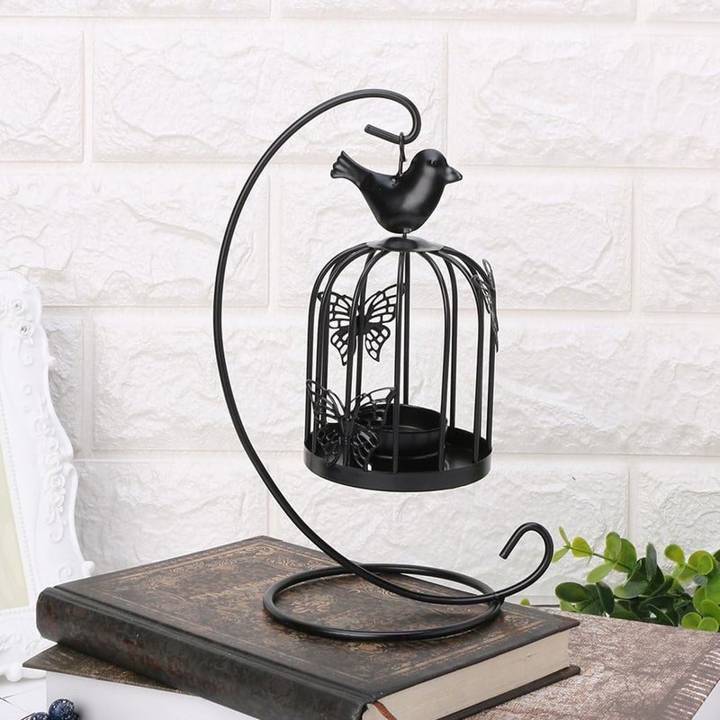 Nityasiddh Metal Table Decor Bird Cage Tealight Candle Holder Hanging Lantern Wedding Home Table Centerpiece Bird Cage Candlestick Lantern Metal Hollow Out Candle Holder Vintage Hanging Tealight - Image 3
