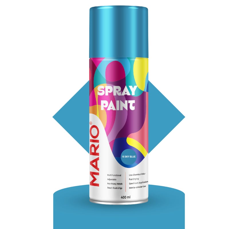 Mario Spray Paint – 15 Sky Blue (400ml) | Sky Blue Spray Paint for Cars, Bikes, Metal, Wood, Plastic & DIY Crafts - Image 5