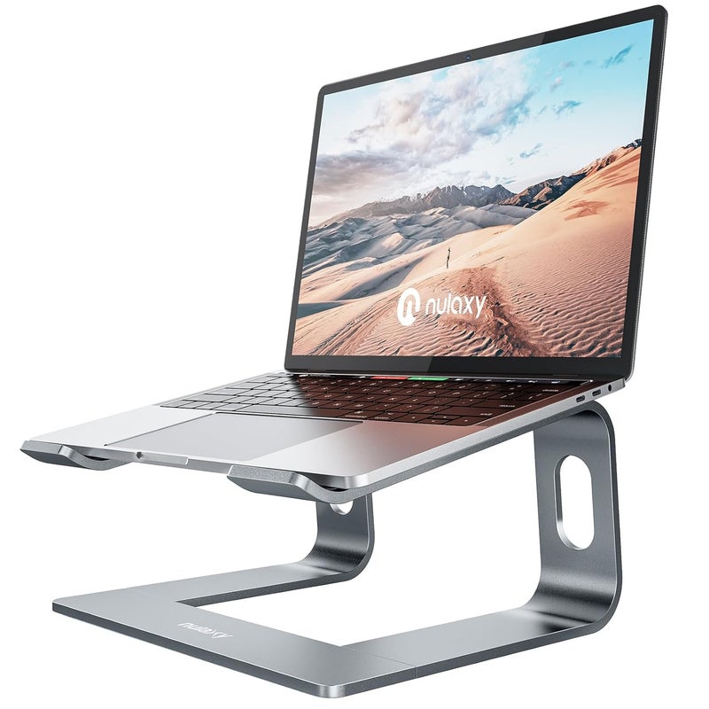 Nulaxy Laptop Stand Ergonomic Aluminum Laptop Computer Stand Detachable Laptop Riser Notebook Holder Stand Compatible with MacBook Air Pro Dell XPS HP Lenovo More 10156 Laptops Space Grey - Image 1