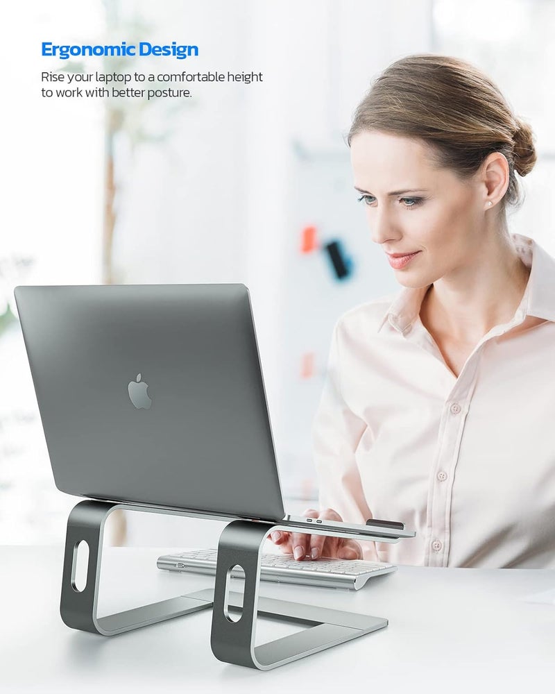 Nulaxy Laptop Stand Ergonomic Aluminum Laptop Computer Stand Detachable Laptop Riser Notebook Holder Stand Compatible with MacBook Air Pro Dell XPS HP Lenovo More 10156 Laptops Space Grey - Image 2