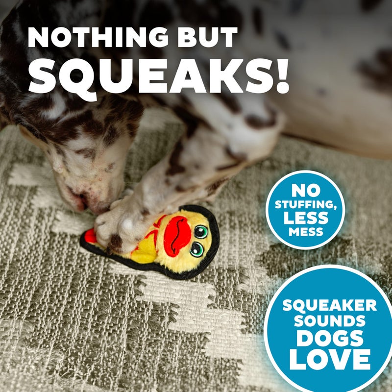 Outward Hound Durablez Minis Stuffing-Free Squeaky Plush Dog Toy for Puppies & Small Dogs - Interactive, Soft Yet Tough, No Mess, Jumbo Squeaker, Long-Lasting Play, Duck - Image 4