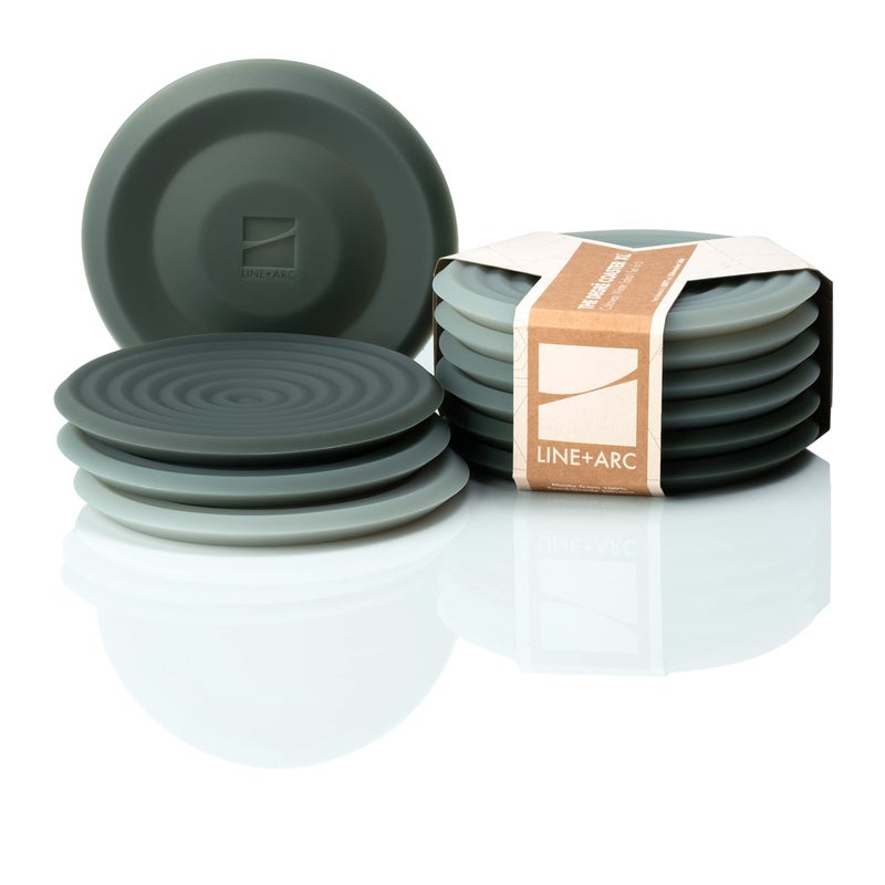 LINE+ARC The Degre Coasters XL (Winter Salad  Set of 6) by LINE+ARC. 10mm Thick  Dishwasher Safe  Stain-Resistant  Outdoor  Coffee Table  Silicone  Modern  Mid Century  Drink  Non-Absorbent  Housewarming Gift - Image 1