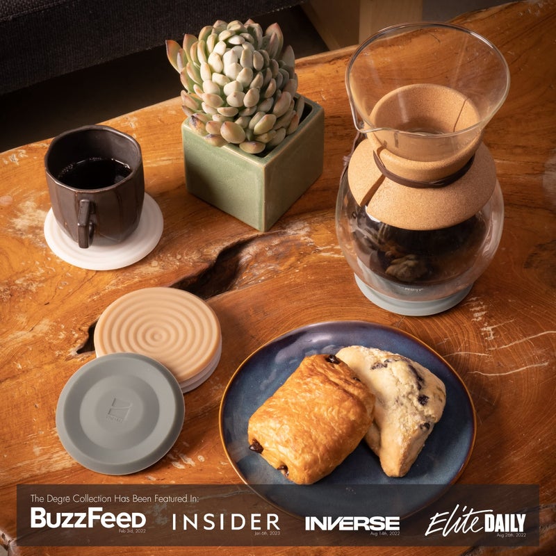 LINE+ARC The Degre Coasters XL (Winter Salad  Set of 6) by LINE+ARC. 10mm Thick  Dishwasher Safe  Stain-Resistant  Outdoor  Coffee Table  Silicone  Modern  Mid Century  Drink  Non-Absorbent  Housewarming Gift - Image 3