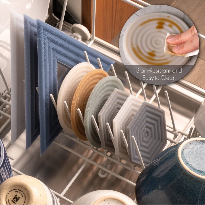LINE+ARC The Degre Coasters XL (Winter Salad  Set of 6) by LINE+ARC. 10mm Thick  Dishwasher Safe  Stain-Resistant  Outdoor  Coffee Table  Silicone  Modern  Mid Century  Drink  Non-Absorbent  Housewarming Gift - Image 4