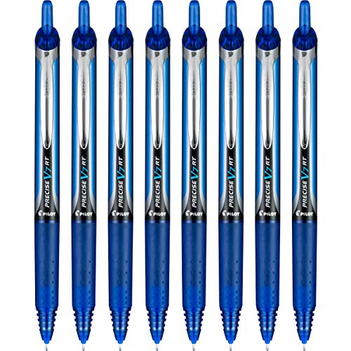 Pilot Precise V7 RT Refillable & Retractable Liquid Ink Rollerball Pens, Blue Ink Pens, Fine Point (0.7 mm), 8-Pack - Ideal for School, Journaling, and Office Writing - Image 1