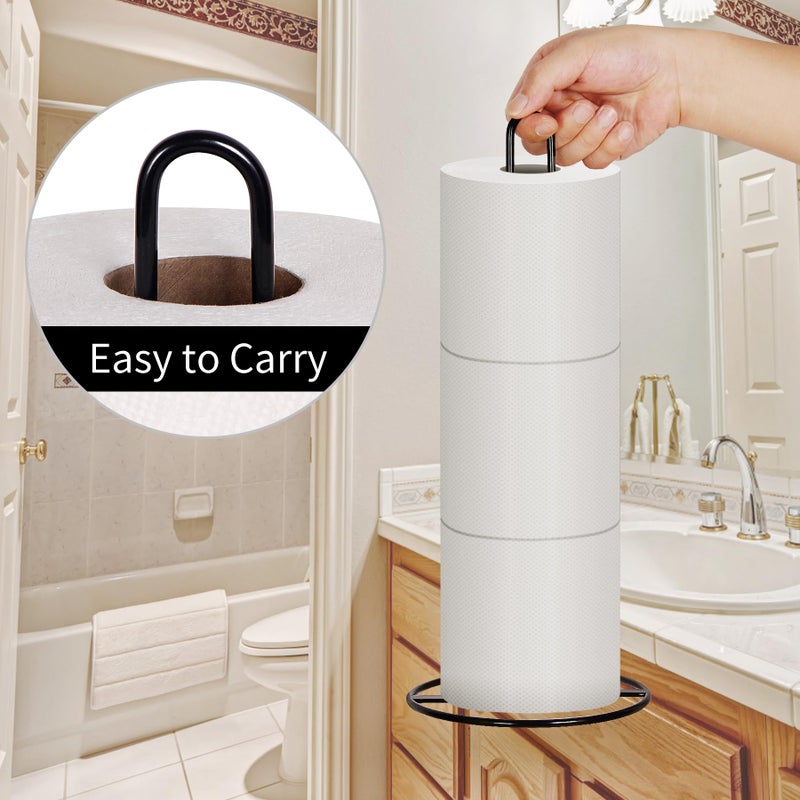 OBODING Toilet Paper Holder Stand, OBODING, Black Freestanding Toilet Paper Holder for Storing 3 Rolls of Toilet Papers (Black) - Image 3