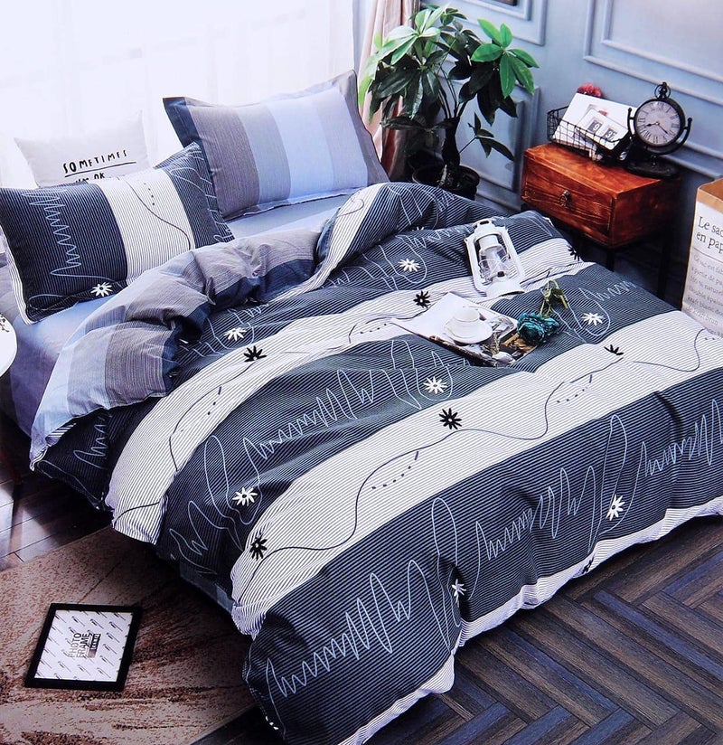 Akshya 140 GSM Cotton Feel Polycotton King Size Bed Sheet with 2 Pillow Covers,90X100 Inches - Image 1