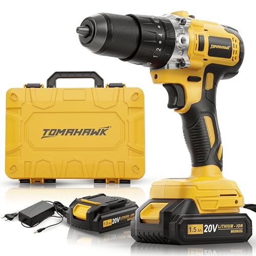 TOMAHAWK® T3626 Brushless Cordless Impact Driver Machine – 13MM Chuck- Multipurpose Hight Torque Drill – Dual Speed Power Drill with Battery & Charger – Cordless with 3 Operation Modes - Image 1