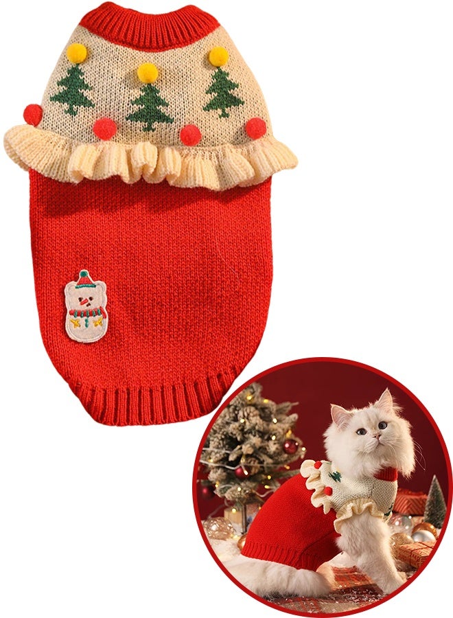 سترة قطط لدفء الشتاء، سترة محبوكة مريحة للحيوانات الأليفة للقطط المتوسطة والكبيرة، ملابس ناعمة لعطلة عيد الميلاد للقطط الداخلية، حماية من تساقط الشعر في الطقس البارد - Image 1