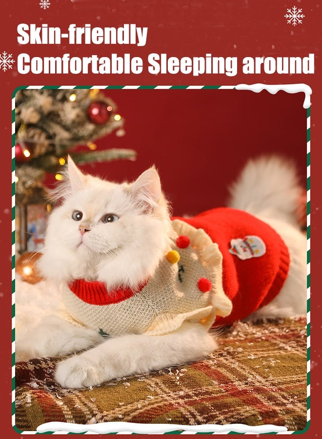سترة قطط لدفء الشتاء، سترة محبوكة مريحة للحيوانات الأليفة للقطط المتوسطة والكبيرة، ملابس ناعمة لعطلة عيد الميلاد للقطط الداخلية، حماية من تساقط الشعر في الطقس البارد - Image 2