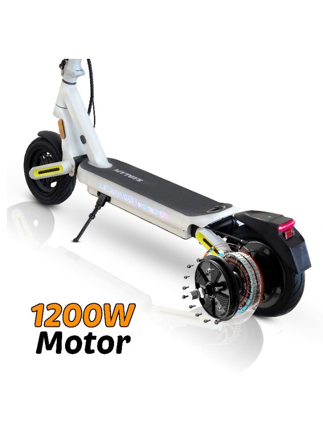 MYTOYS MT565 Electric Kick Scooter, 1200W Motor, 48V 13Ah Battery, 65 km/h Top Speed, Dual Disc Brakes, White - Image 2