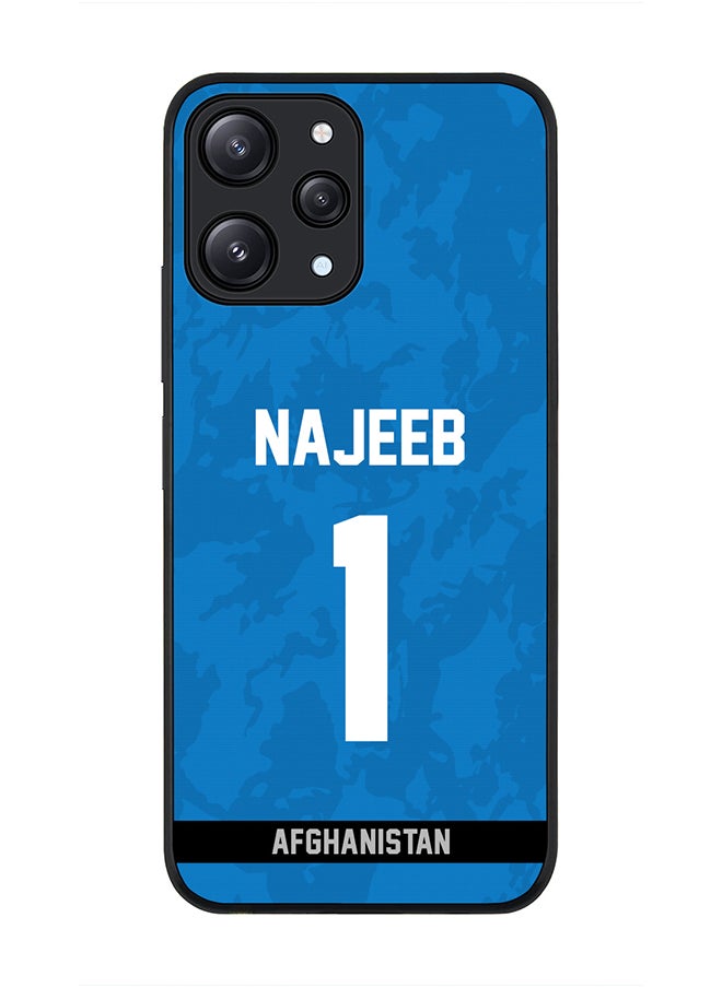 Stylizedd - Cover for Xiaomi Redmi 12 4G Case, Rugged Black Slim fit Flexible Thin Protective Phone Cases - Player Name - Najibullah Zadran, Jersey Number- 1 - Image 1