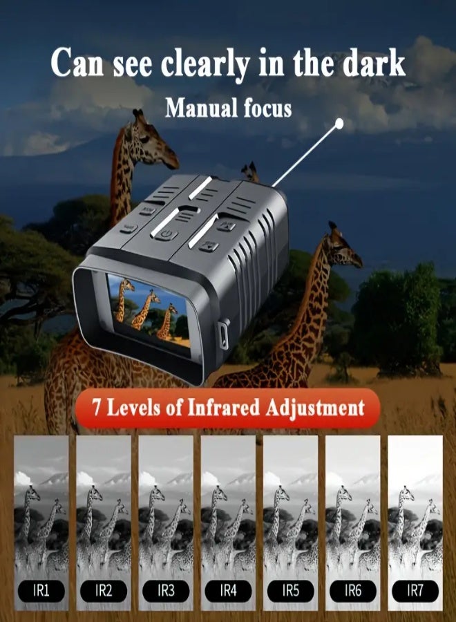 5X Digital Zoom Night Vision Goggles with 3-Inch HD LCD Screen, 7-Level Infrared Adjustment, 1080P Photo  Video Recording, USB Rechargeable Battery – 800m Long-Range Vision, Ideal for Hunting, Camping, Wildlife Observation, and Outdoor Adventures - Image 3