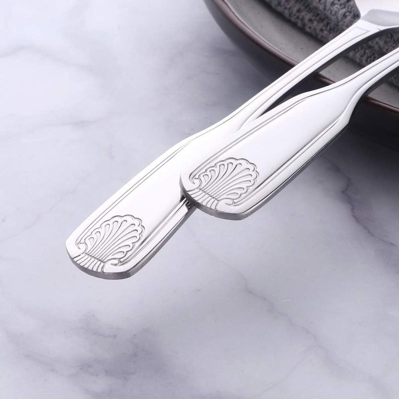 QOBIMOON 18/0 Stainless Steel Bouillon Spoons Shell Pattern 12-Piece Stainless Steel Soup Spoons Round Spoon, Use for Coffee Sugar Dessert Cake Ice Cream Soup Antipasto Cappuccino- 6.4 Inches-Silver - Image 5
